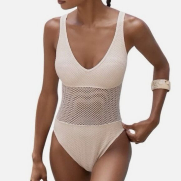 NWT! Sanctuary White Sand Crochet One Piece Swimsuit NEW! - Picture 3 of 4